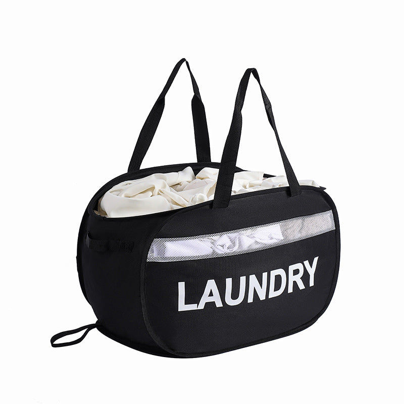 Portable Mesh Laundry Bag with Handles - Pop-up Hamper for Travel & Dorm