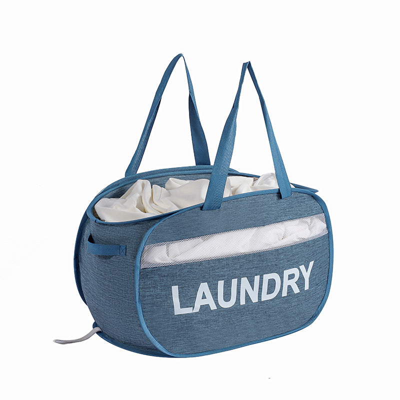Portable Mesh Laundry Bag with Handles - Pop-up Hamper for Travel & Dorm