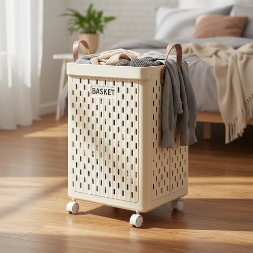 Foldable rolling laundry basket with swivel wheels - home organization must-have
