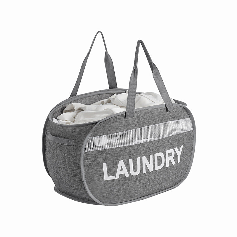 Portable Mesh Laundry Bag with Handles - Pop-up Hamper for Travel & Dorm