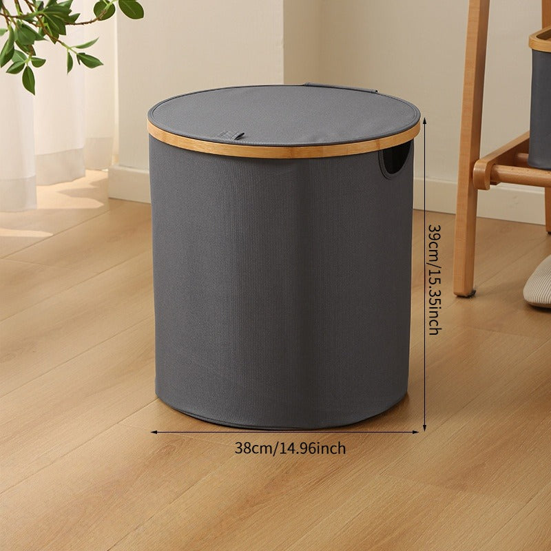 ZenHarmony | Scandi-Inspired Natural Bamboo & Premium Linen Laundry Hamper