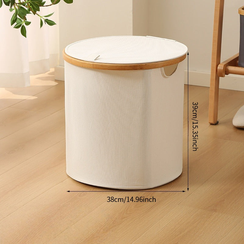 ZenHarmony | Scandi-Inspired Natural Bamboo & Premium Linen Laundry Hamper
