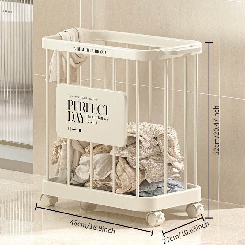 Laundry Basket with Wheels | Large Bathroom Storage Rack
