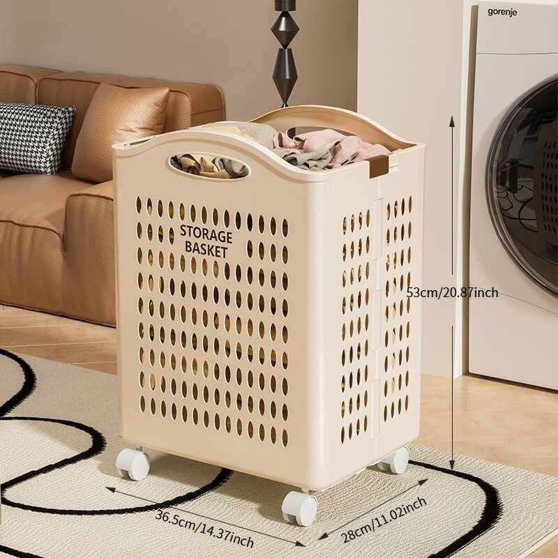 Rolling Laundry Hamper with 360° Wheels - Large Capacity Storage Cart