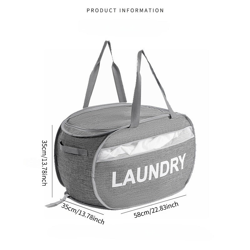 Portable Mesh Laundry Bag with Handles - Pop-up Hamper for Travel & Dorm