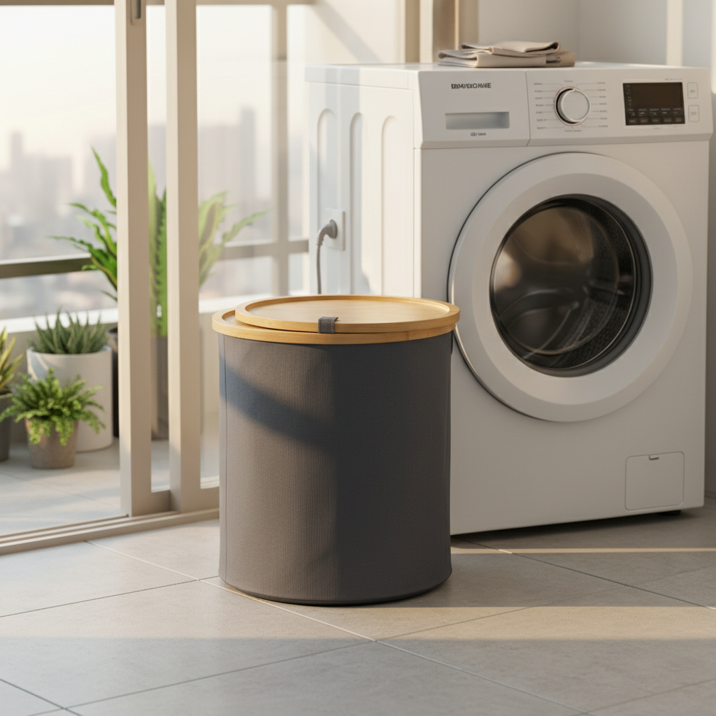 ZenHarmony | Scandi-Inspired Natural Bamboo & Premium Linen Laundry Hamper