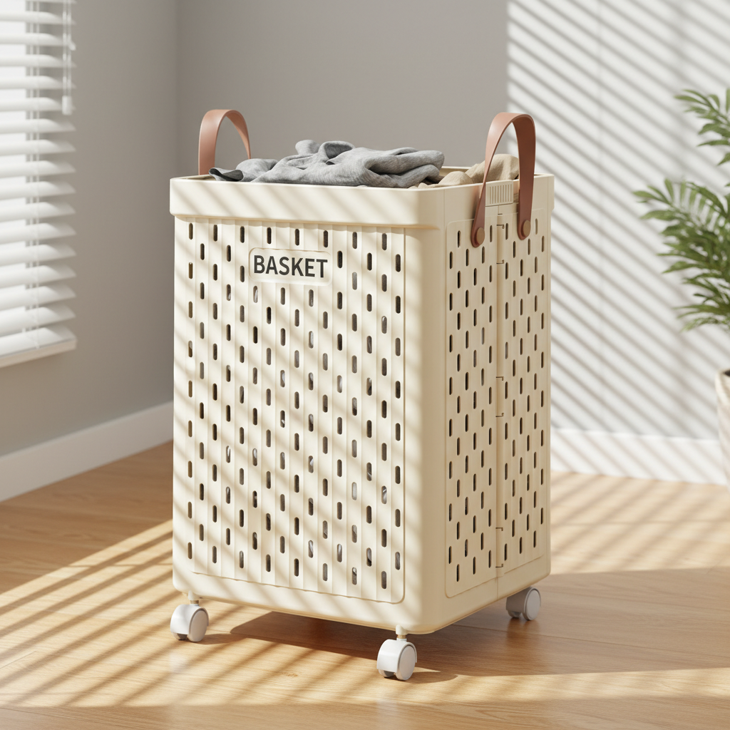 Collapsible laundry hamper on wheels - space saving bedroom storage