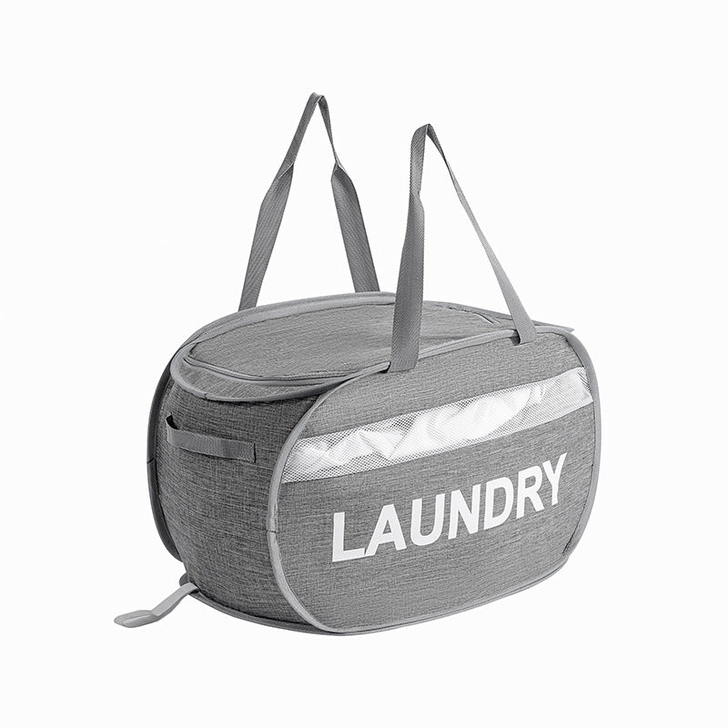 Portable Mesh Laundry Bag with Handles - Pop-up Hamper for Travel & Dorm