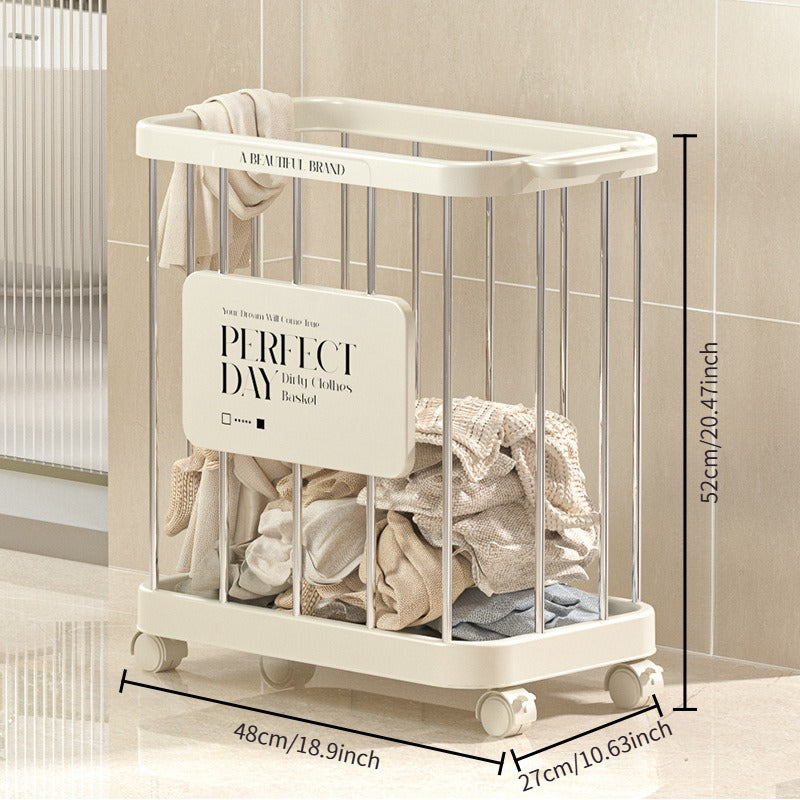 Laundry Basket with Wheels | Large Bathroom Storage Rack