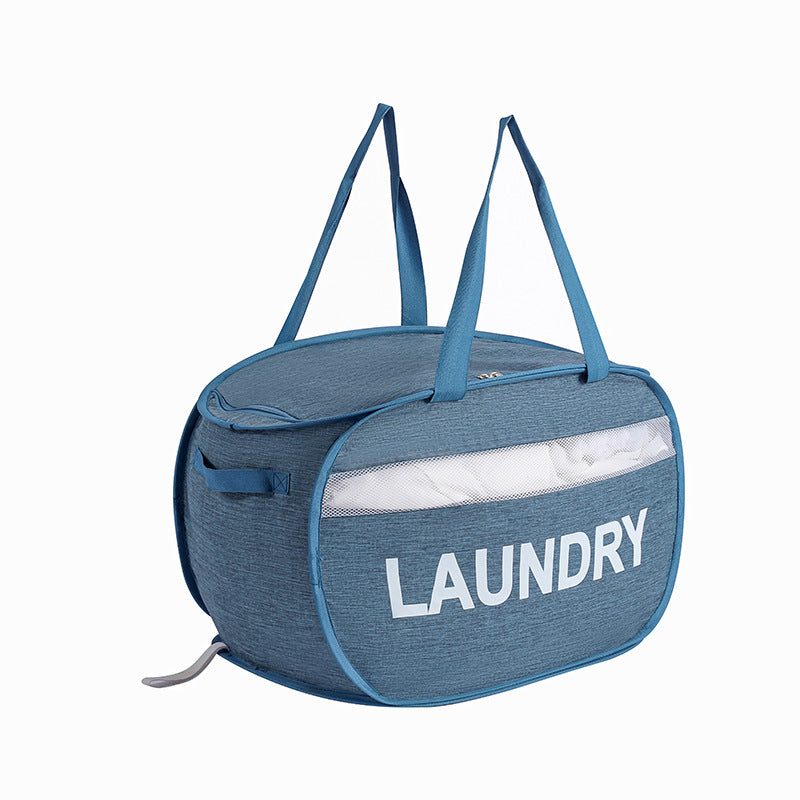 Portable Mesh Laundry Bag with Handles - Pop-up Hamper for Travel & Dorm