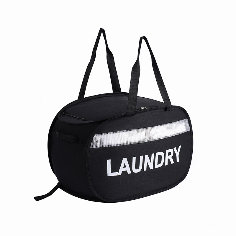 Portable Mesh Laundry Bag with Handles - Pop-up Hamper for Travel & Dorm
