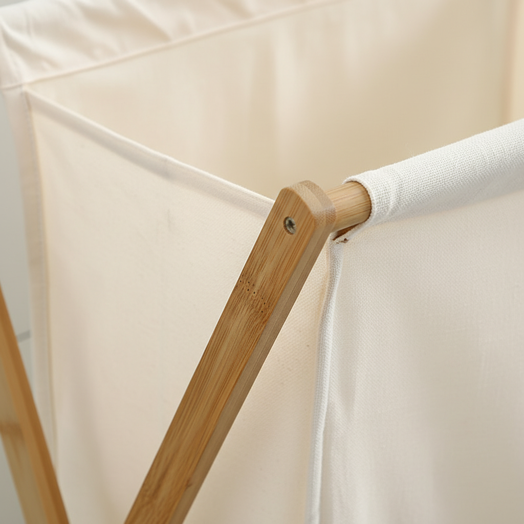 Scandi-Inspired X-Frame Laundry Hamper - Premium Cotton Linen Storage