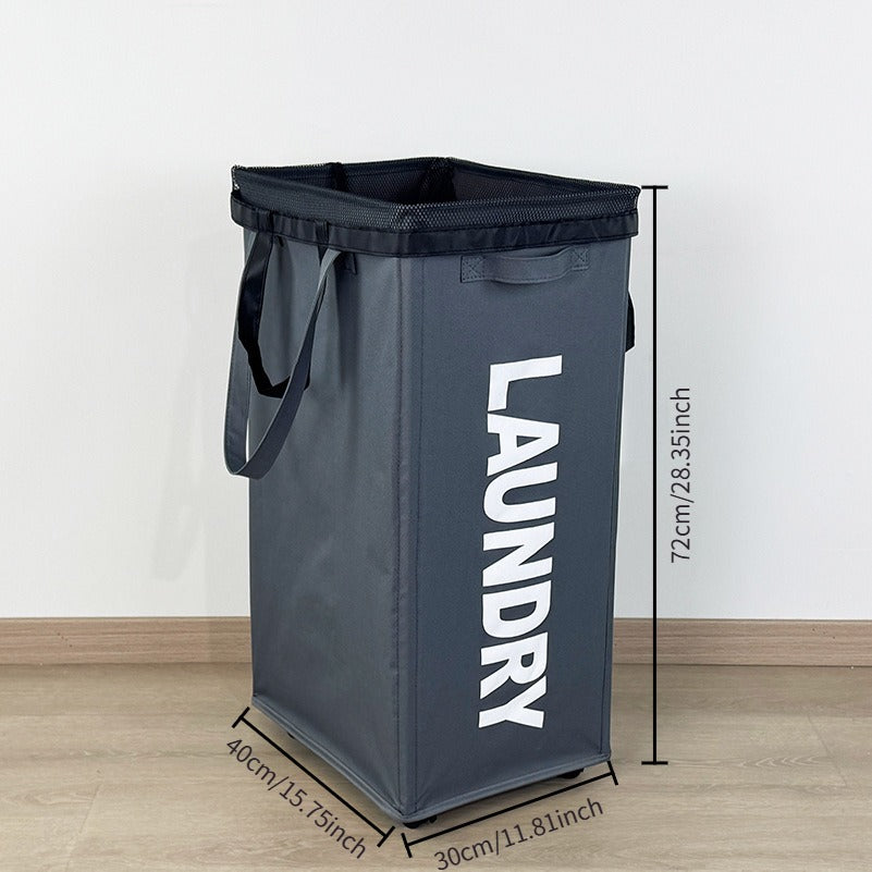 Oxford Fabric Laundry Basket with Wheels – Foldable Slim Hamper for Tight Spaces