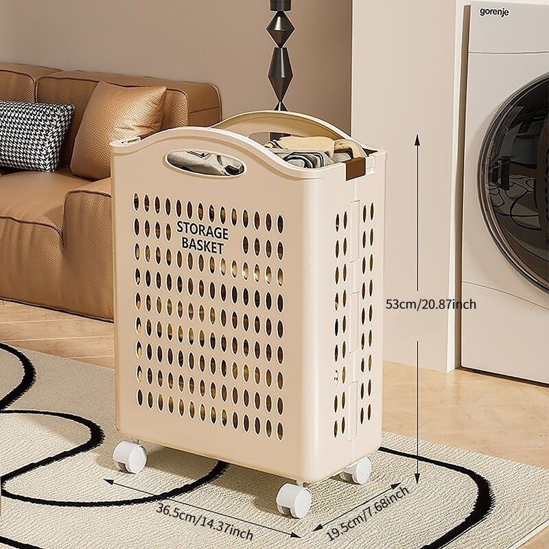 Rolling Laundry Hamper with 360° Wheels - Large Capacity Storage Cart