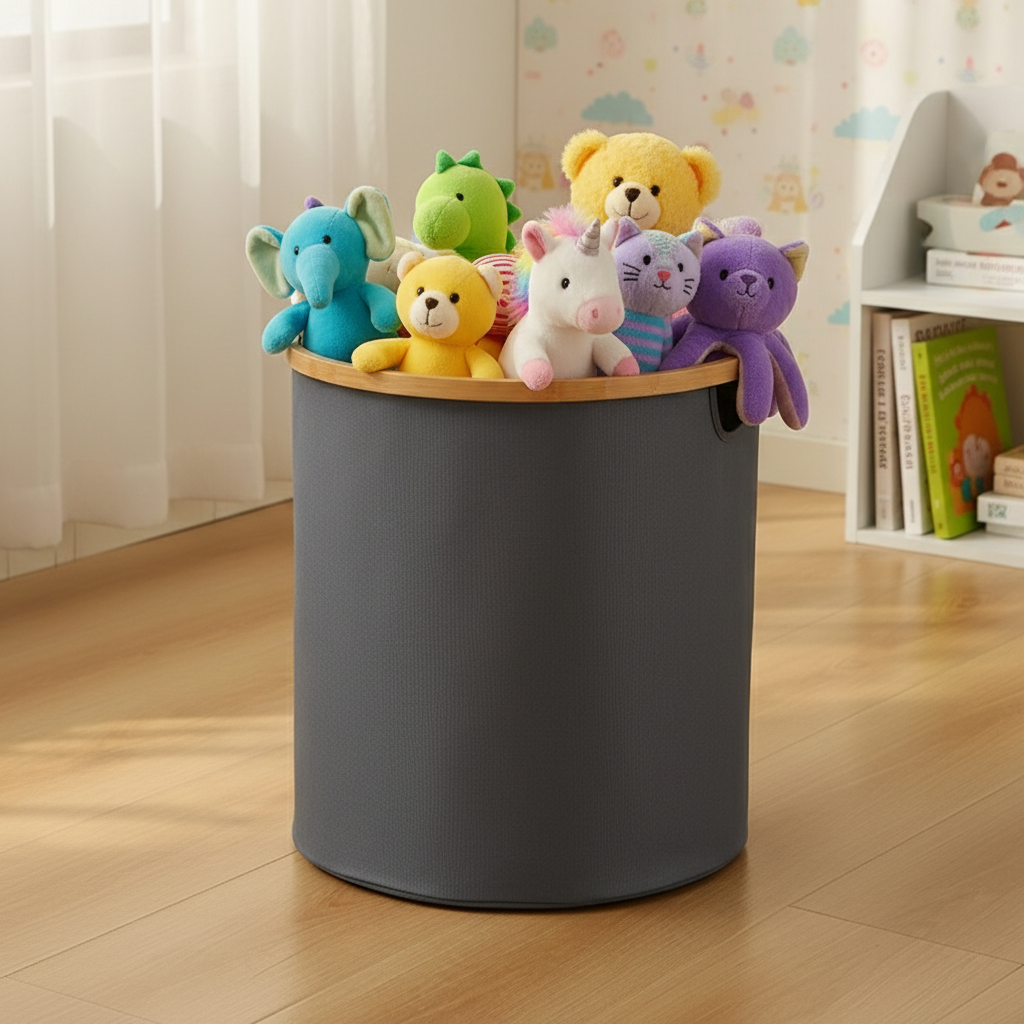 ZenHarmony | Scandi-Inspired Natural Bamboo & Premium Linen Laundry Hamper