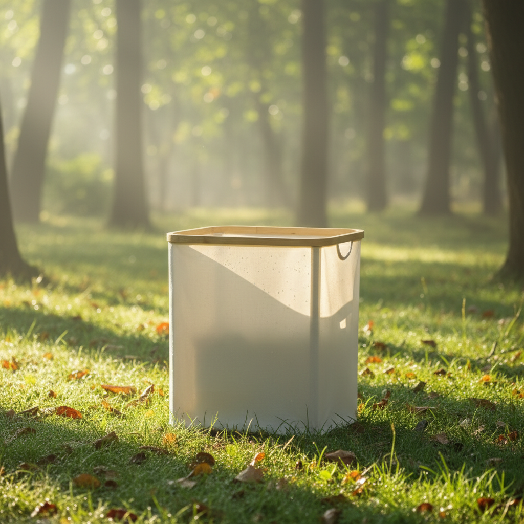 Scandi Foldable Laundry Basket with Bamboo Rim - Open Top & Lidded Options