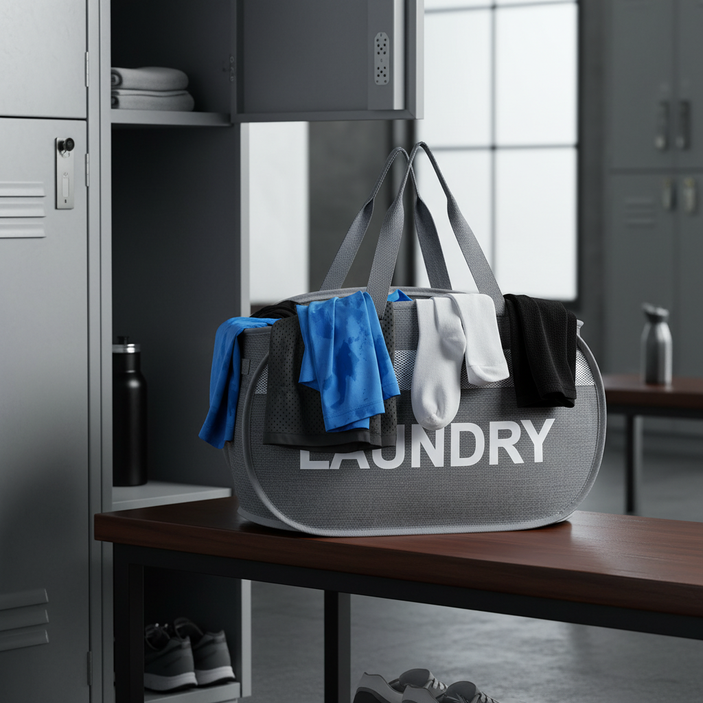 Pop-up laundry basket with carry handles - foldable storage bag