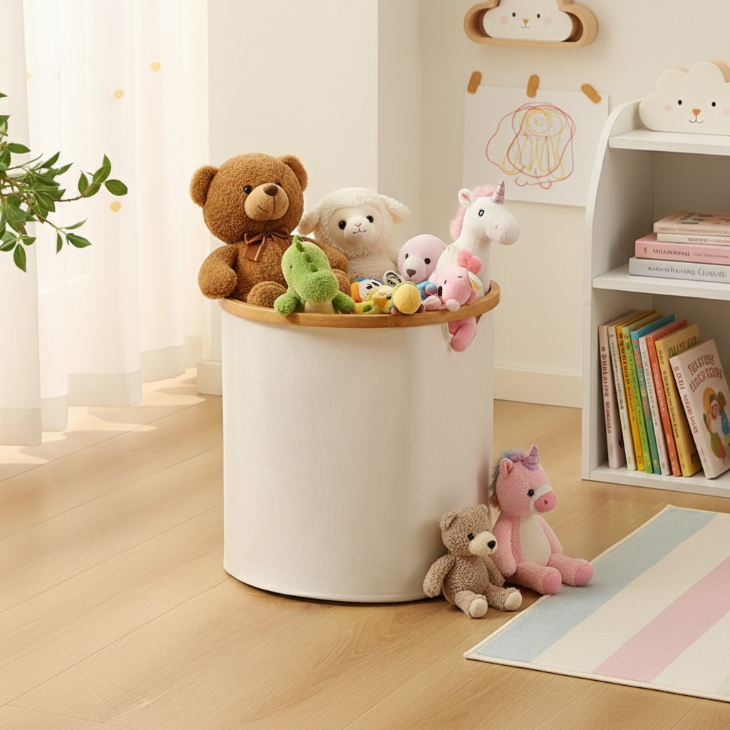 ZenHarmony | Scandi-Inspired Natural Bamboo & Premium Linen Laundry Hamper