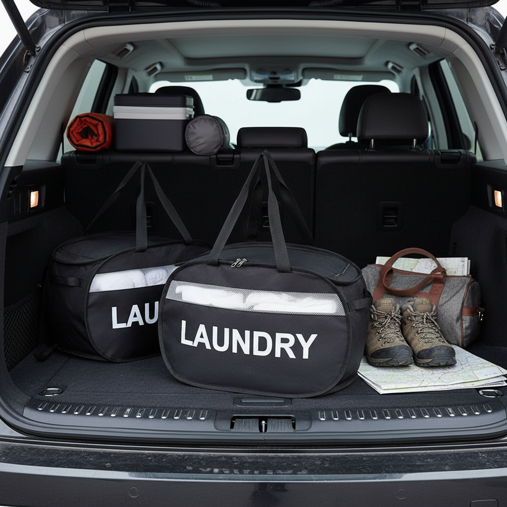 Portable Mesh Laundry Bag with Handles - Pop-up Hamper for Travel & Dorm