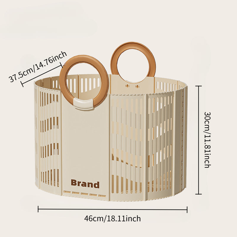 Foldable Storage Basket with Round Plastic Handles