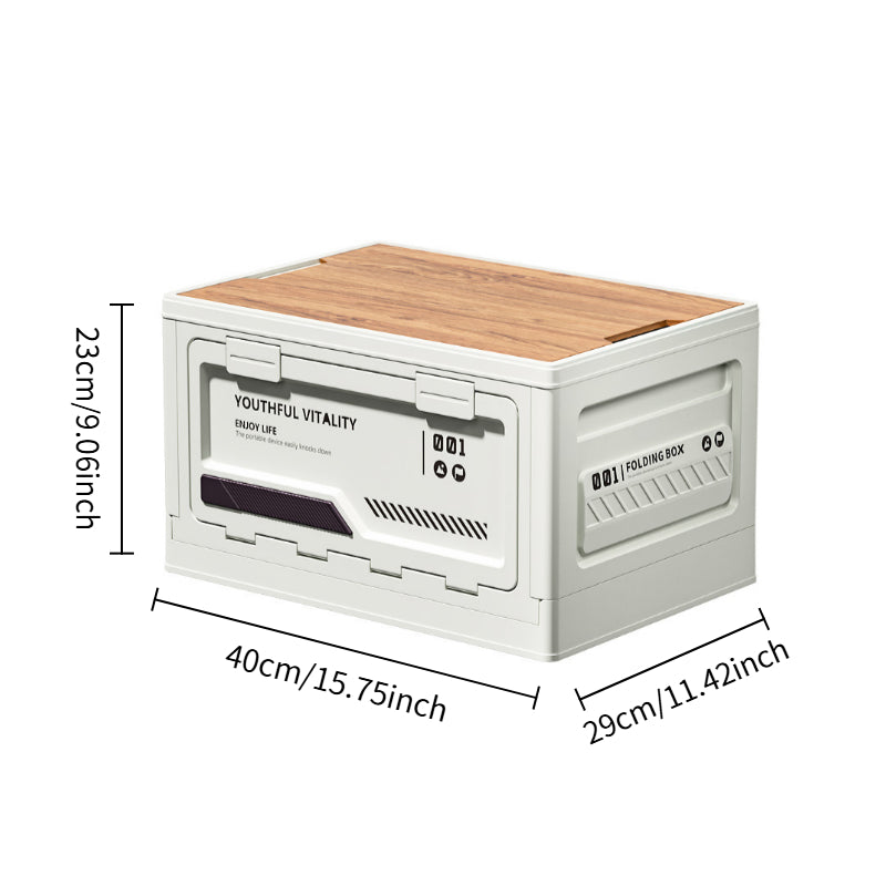 Foldable Camping Storage Box with Wooden Lid
