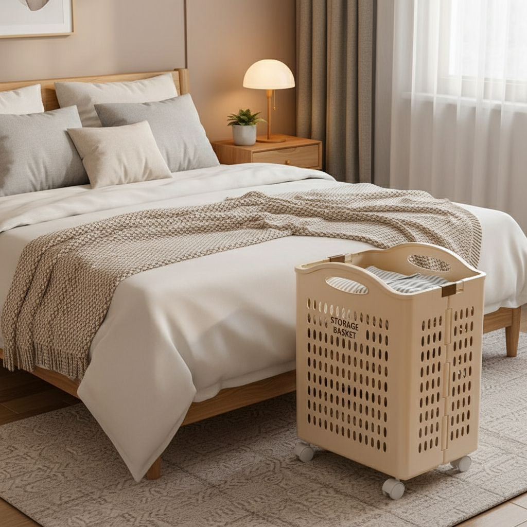 Premium rolling laundry hamper with 360 degree swivel wheels - high capacity storage cart