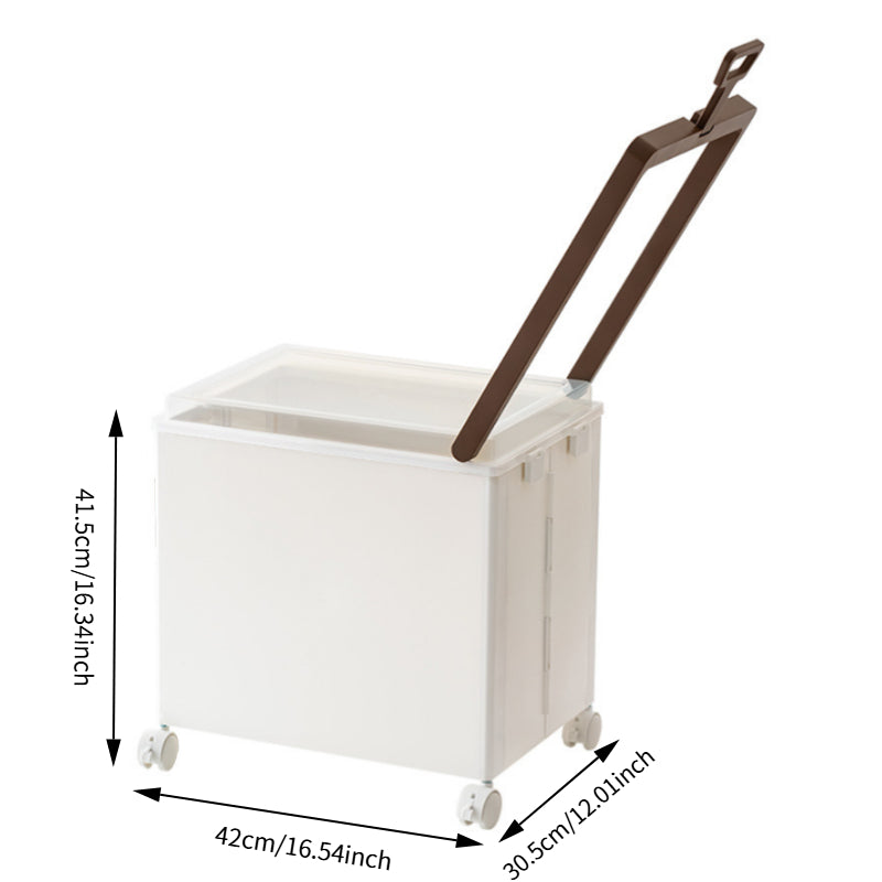 Rolling Closet Storage Box with Transparent Lid & Trolley Handle
