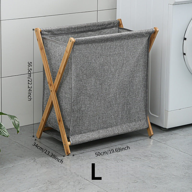 Scandi-Inspired X-Frame Laundry Hamper - Premium Cotton Linen Storage
