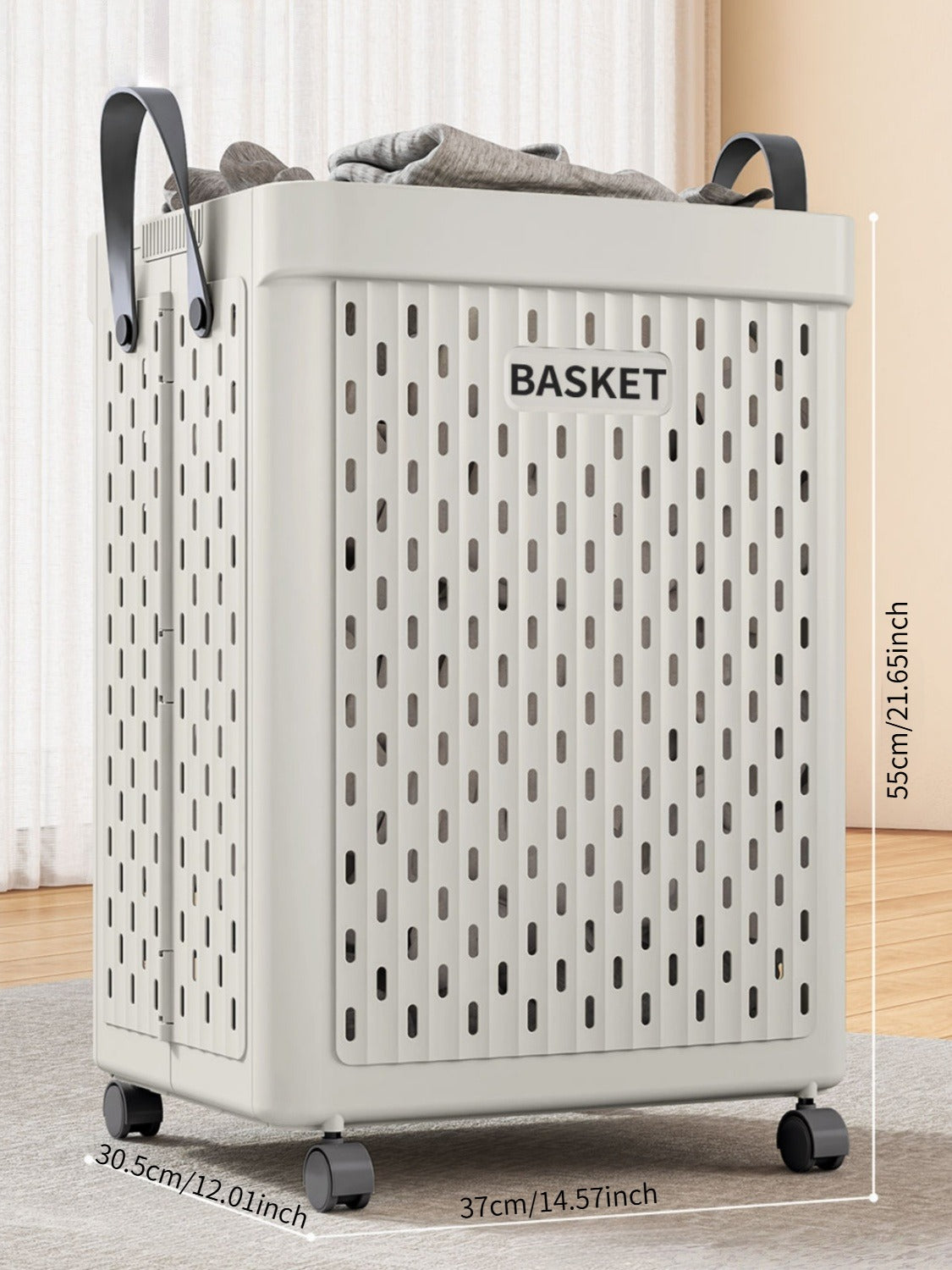 Foldable Rolling Laundry Basket with Swivel Wheels - Home Storage Organizer