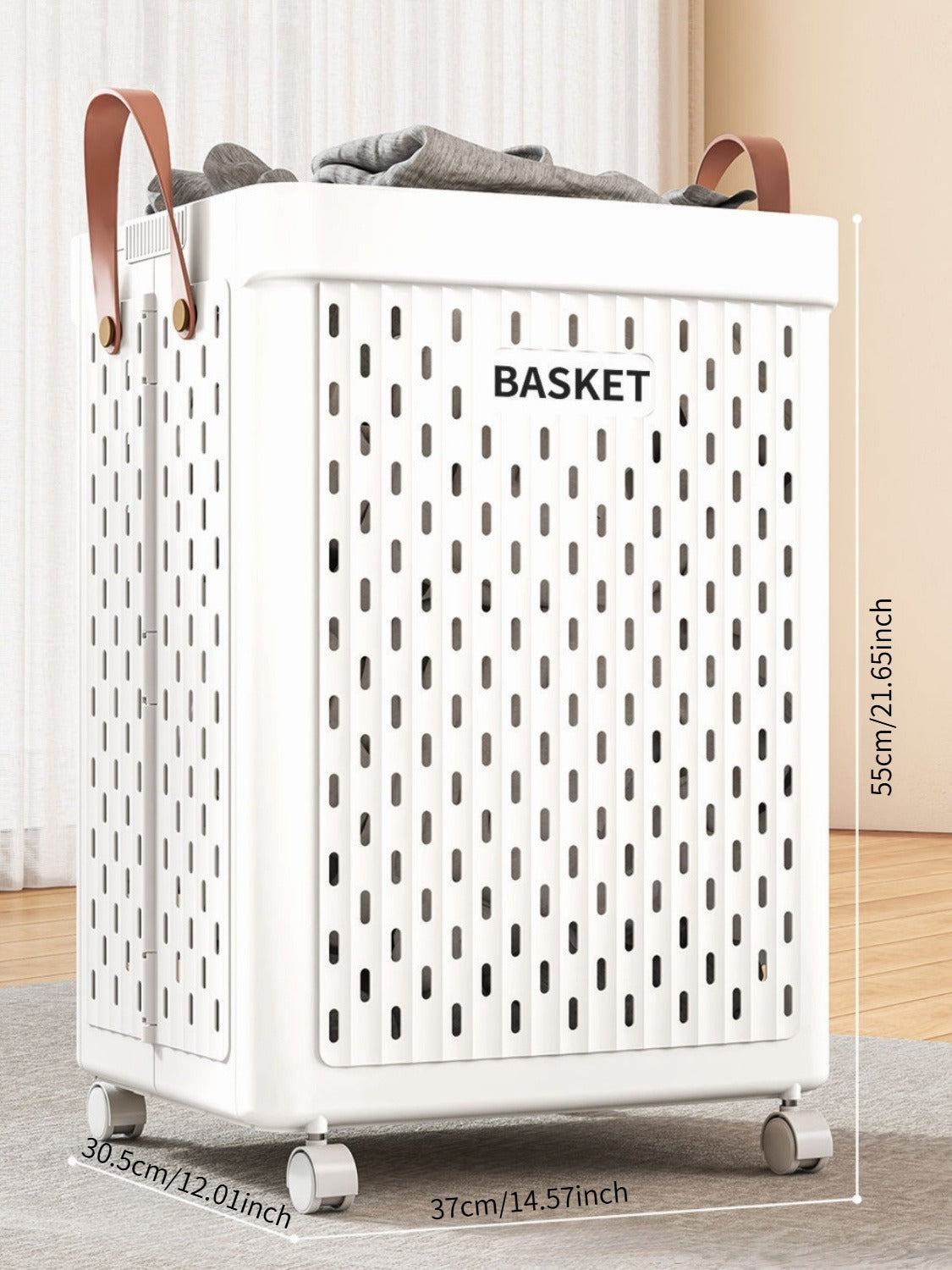Foldable Rolling Laundry Basket with Swivel Wheels - Home Storage Organizer