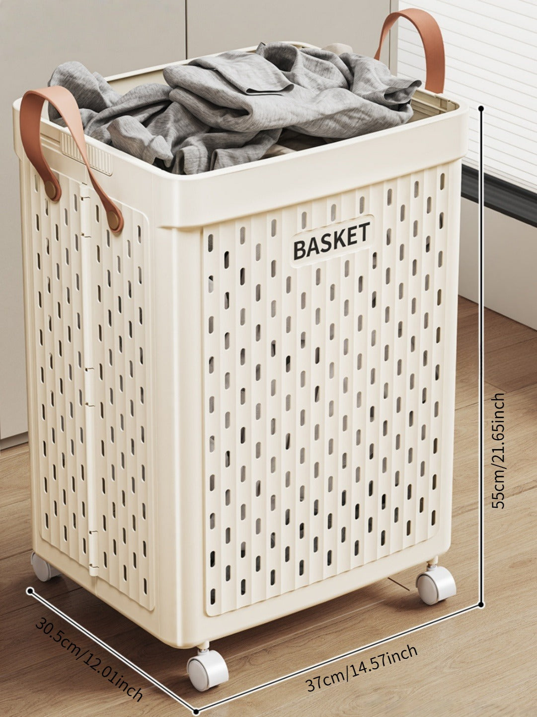 Foldable Rolling Laundry Basket with Swivel Wheels - Home Storage Organizer