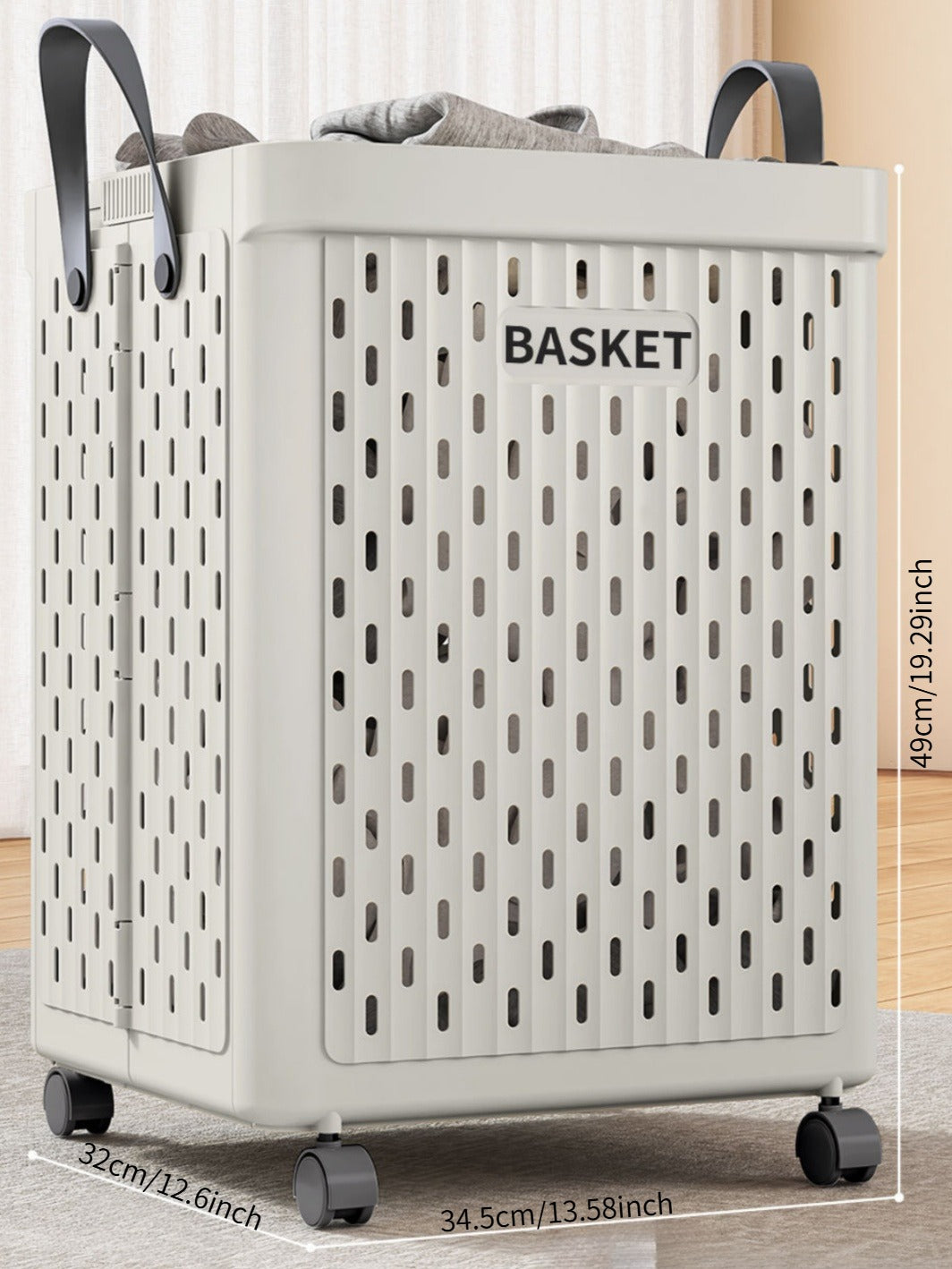 Foldable Rolling Laundry Basket with Swivel Wheels - Home Storage Organizer