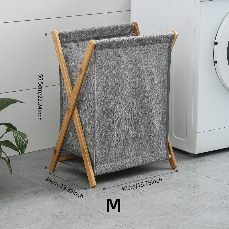Scandi-Inspired X-Frame Laundry Hamper - Premium Cotton Linen Storage