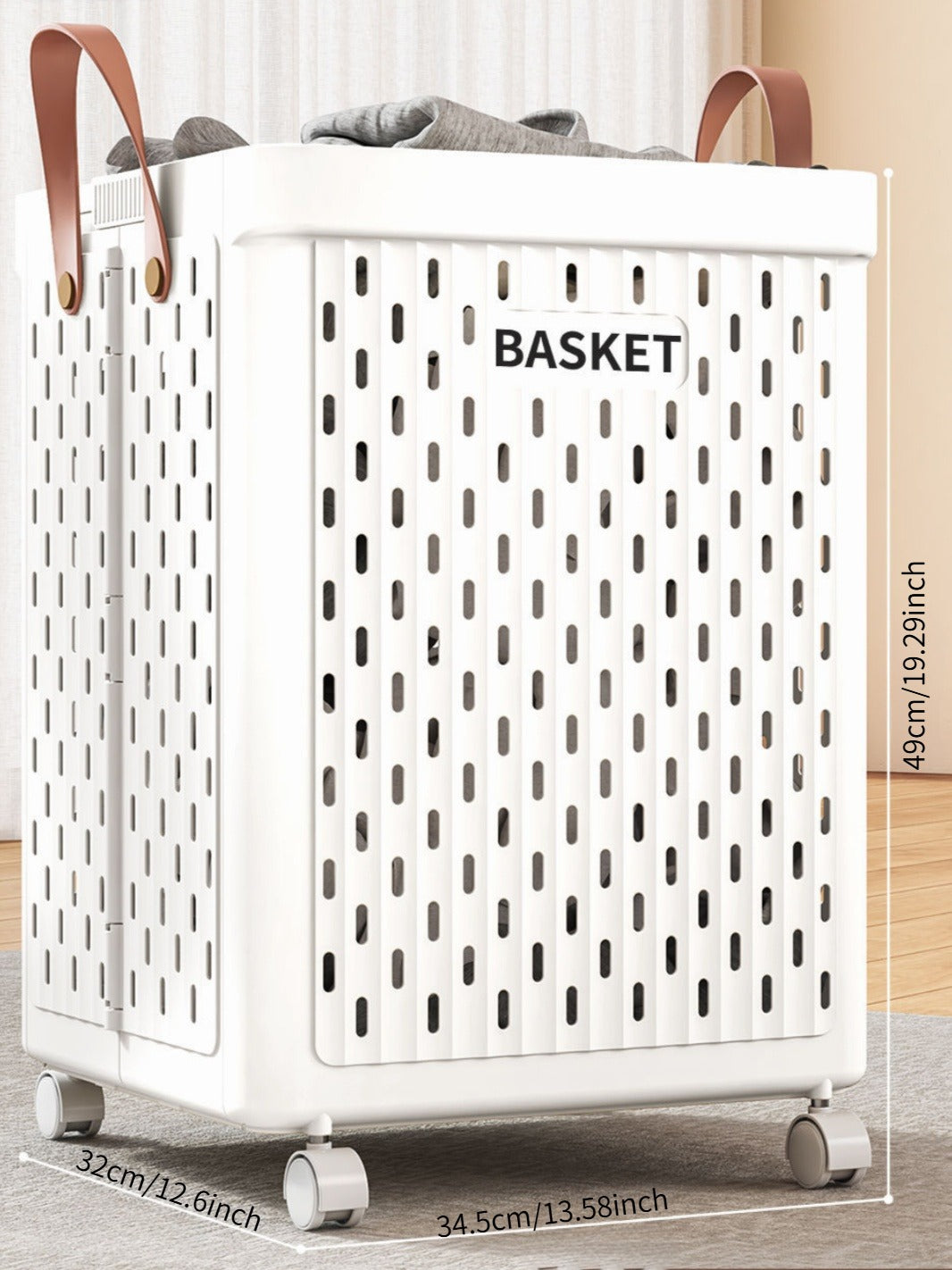Foldable Rolling Laundry Basket with Swivel Wheels - Home Storage Organizer