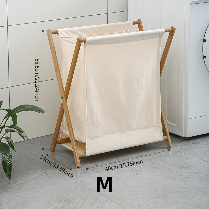 Scandi-Inspired X-Frame Laundry Hamper - Premium Cotton Linen Storage
