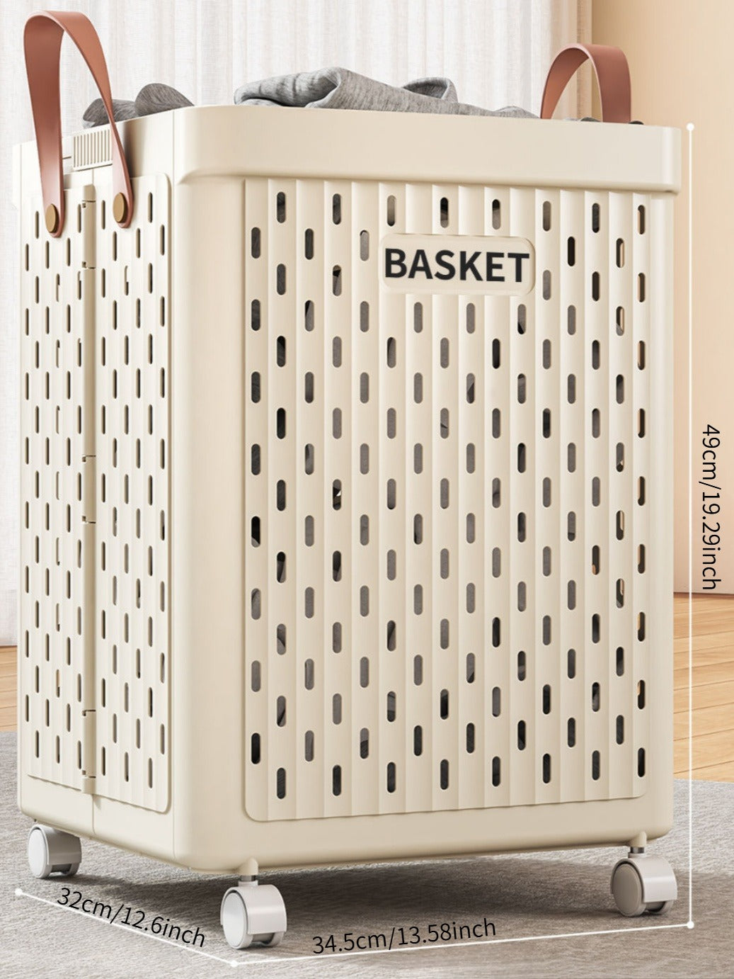 Foldable Rolling Laundry Basket with Swivel Wheels - Home Storage Organizer