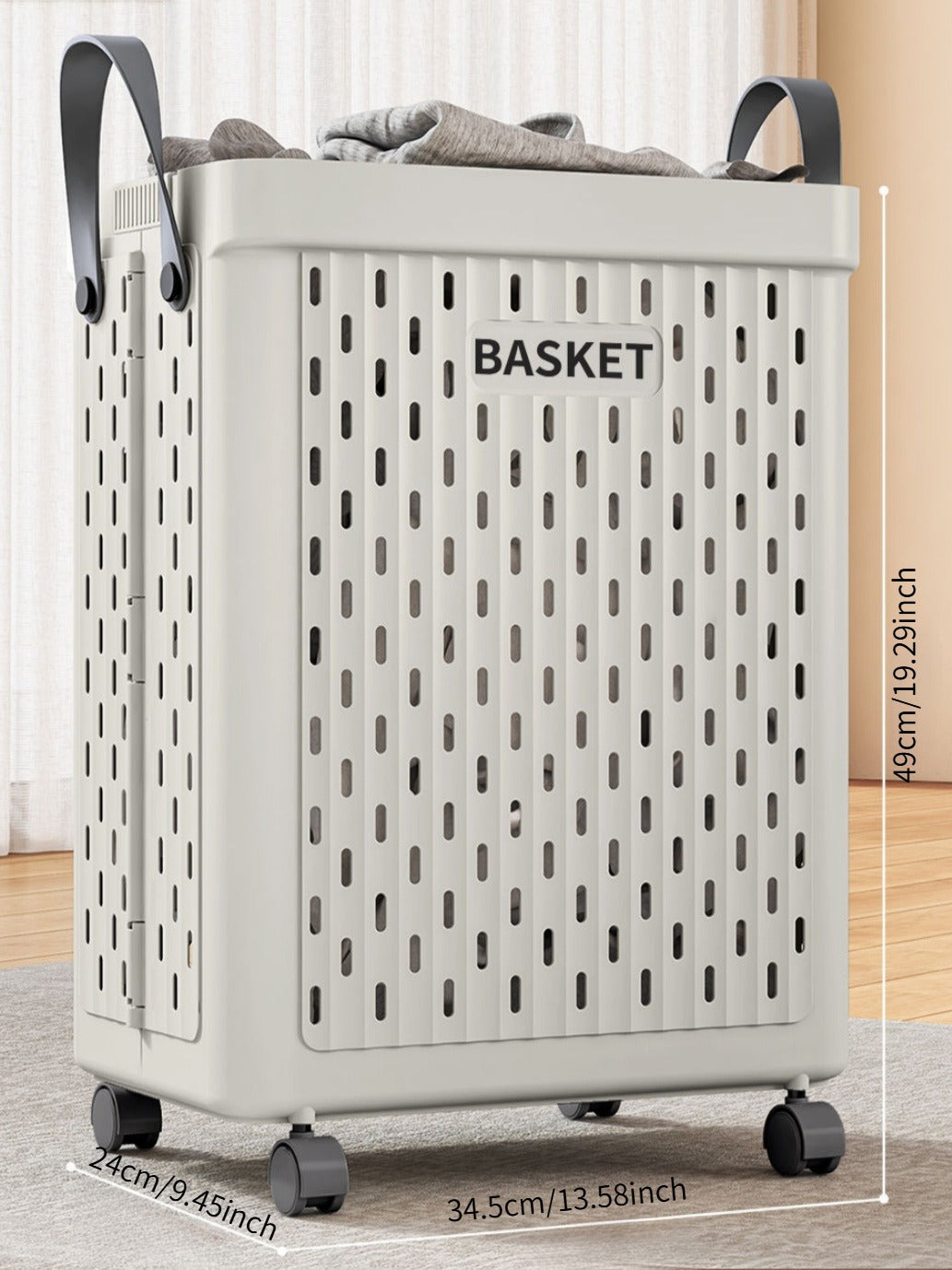 Foldable Rolling Laundry Basket with Swivel Wheels - Home Storage Organizer