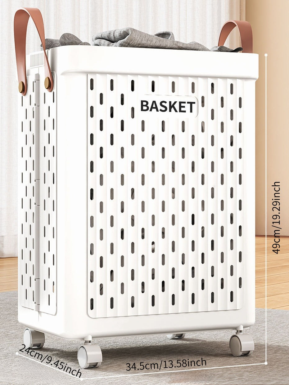 Foldable Rolling Laundry Basket with Swivel Wheels - Home Storage Organizer