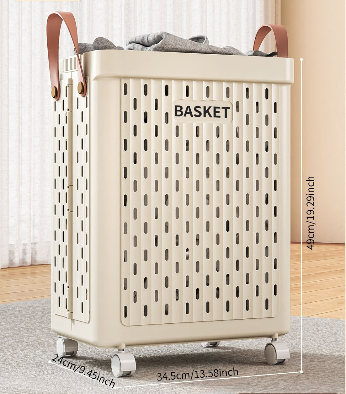Foldable Rolling Laundry Basket with Swivel Wheels - Home Storage Organizer