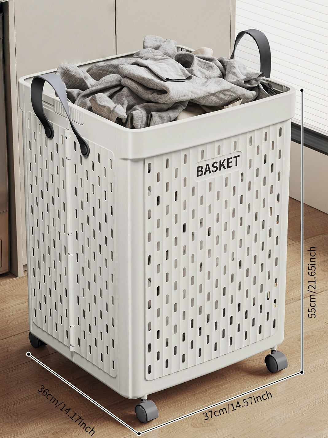 Foldable Rolling Laundry Basket with Swivel Wheels - Home Storage Organizer