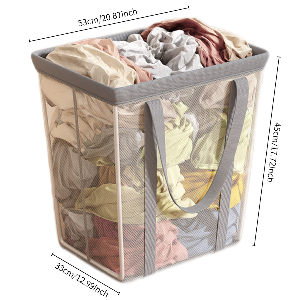 Large Foldable Mesh Laundry Hamper with Carry Handles