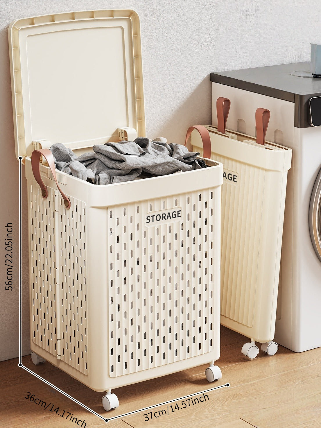 Foldable Rolling Laundry Basket with Swivel Wheels - Home Storage Organizer
