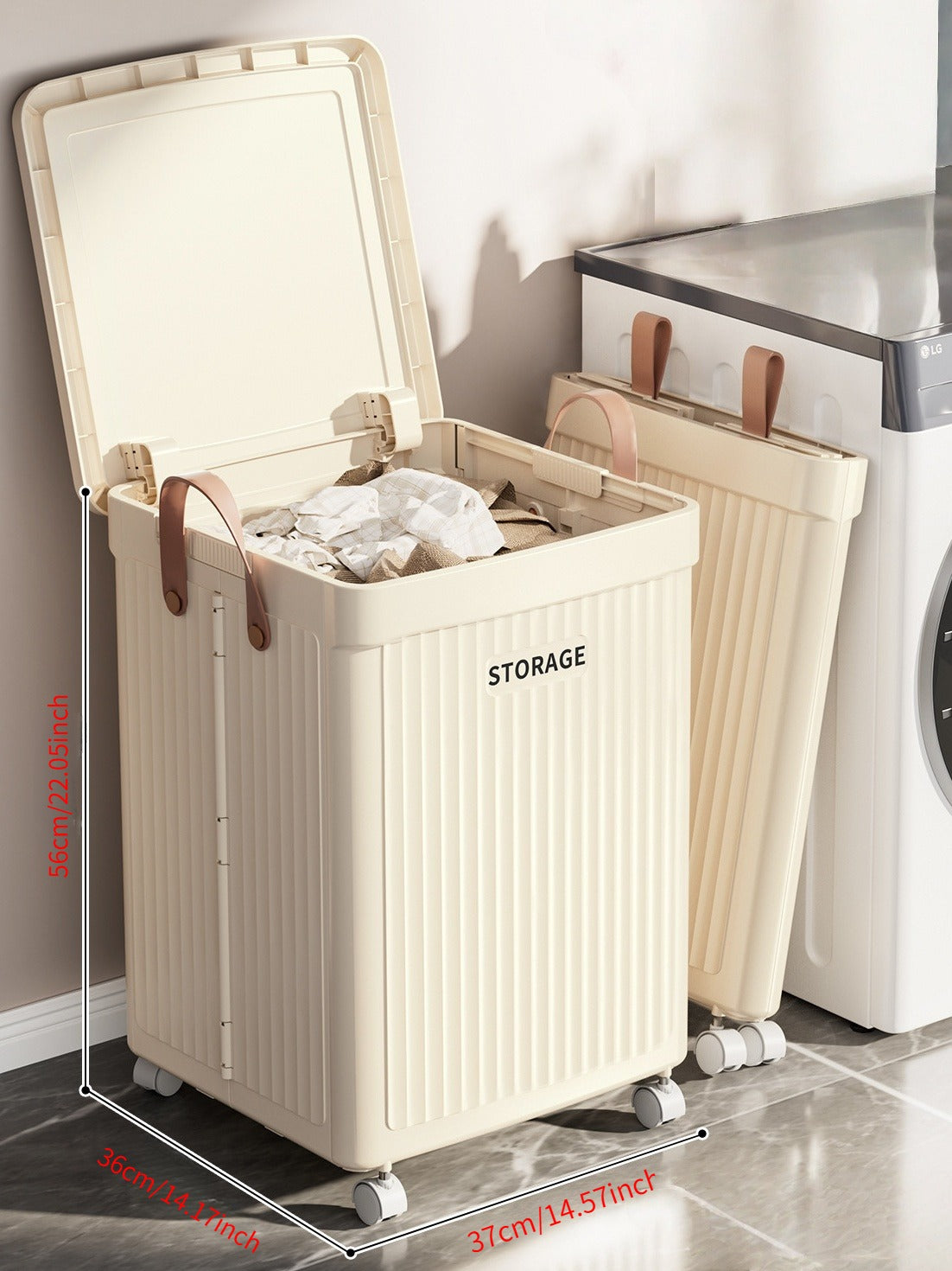 Foldable Rolling Laundry Basket with Swivel Wheels - Home Storage Organizer