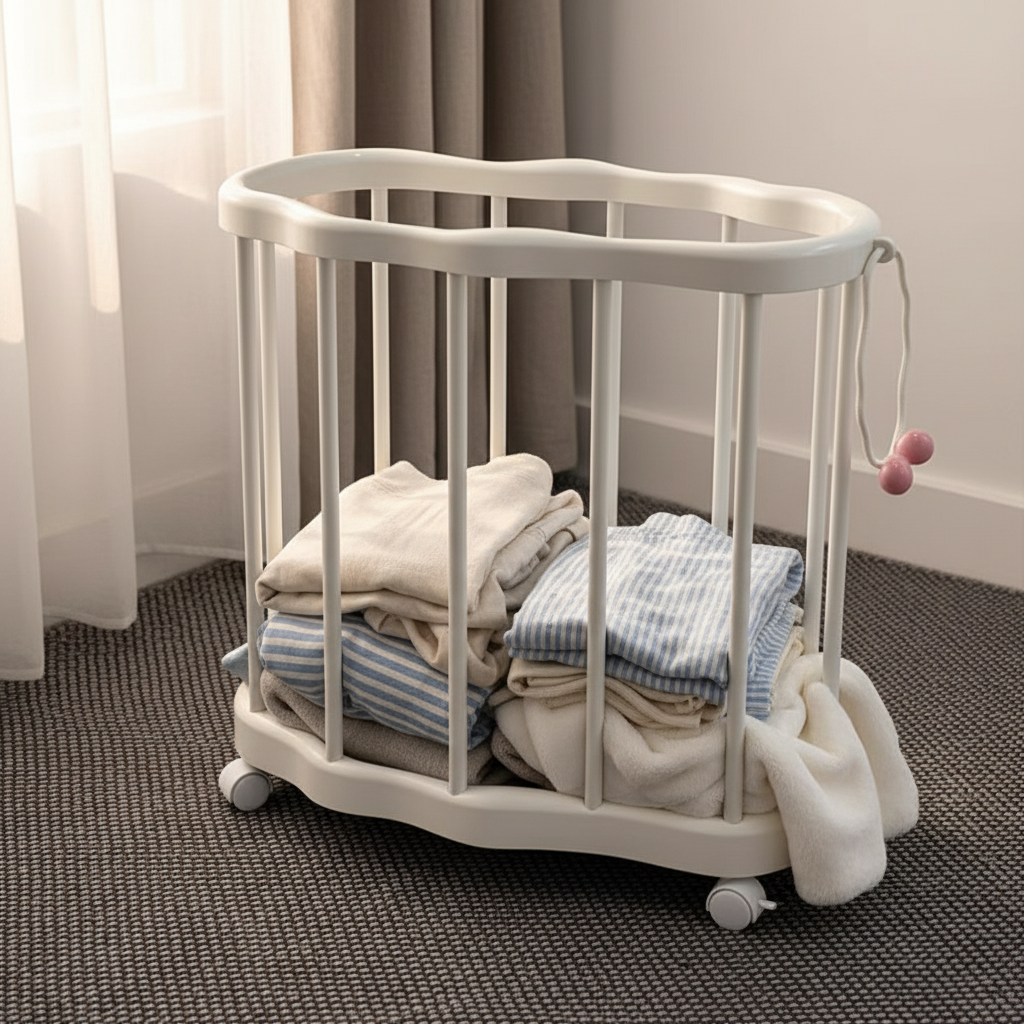 Wheeled Laundry Basket for Clothing Storage